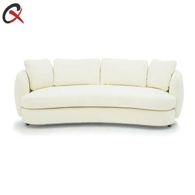 Divano curvo Boucle bianco